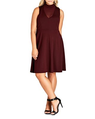 City Chic Plus - Mock Neck Skater Dress