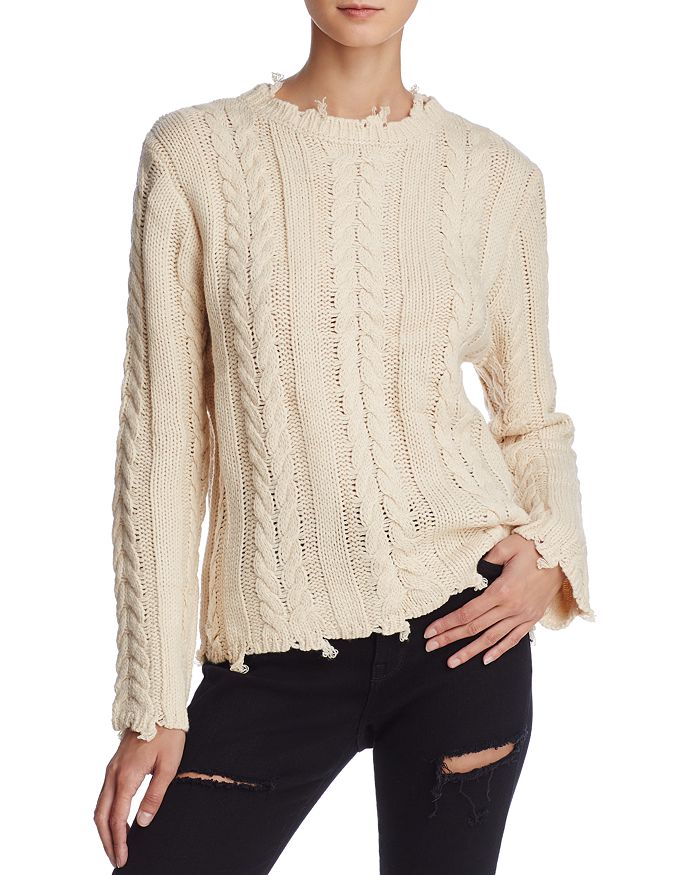 Honey Punch Distressed Cable Sweater | Bloomingdale's