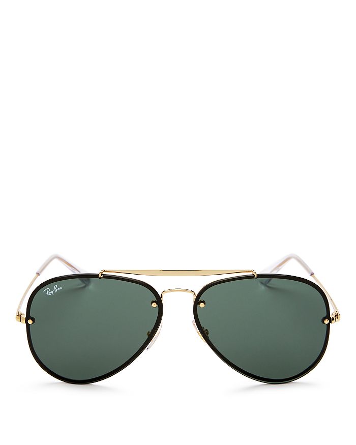 Ray Ban Ray-ban Blaze Aviator Sunglasses, 61mm In Gold/dark Green Solid
