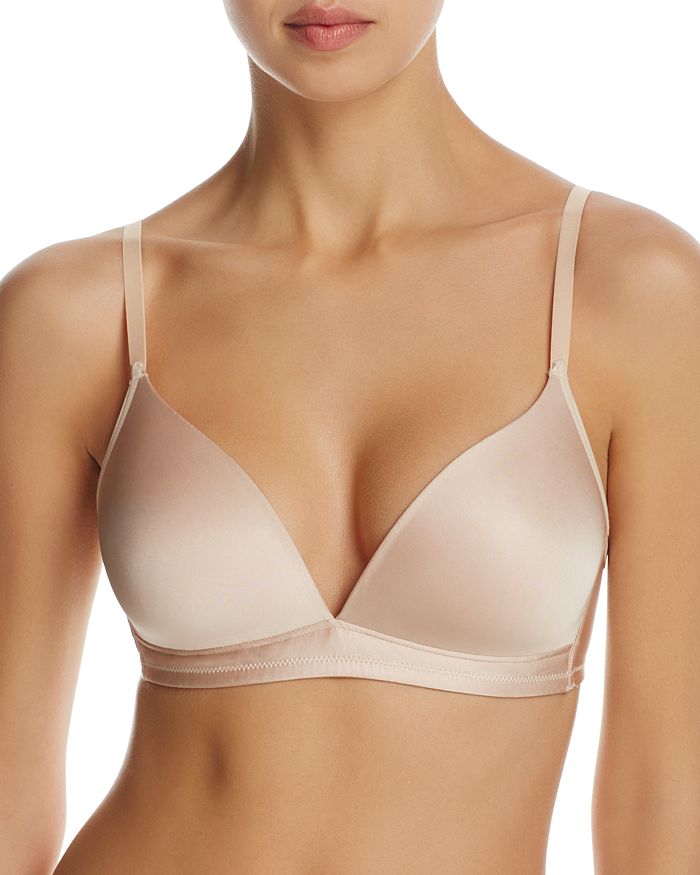 Shop Hanro Satin Deluxe Soft Cup Wireless T-shirt Bra In Natural