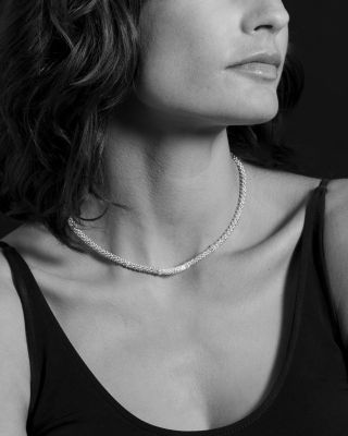 18K Gold & Sterling Silver Diamond Lux Single Station Necklace, 16"