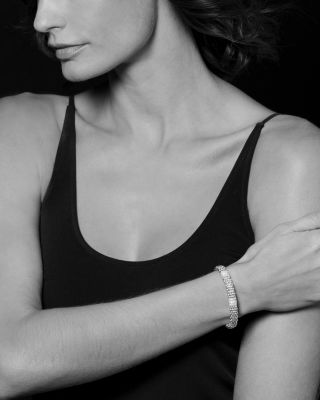 18K Gold & Sterling Silver Diamond Lux Three Station Bracelet, 9mm