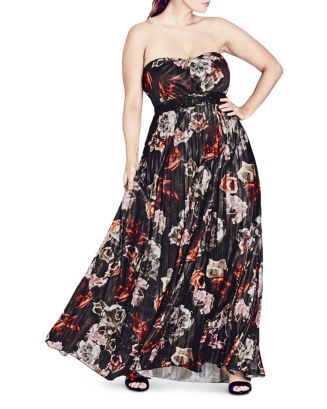 City Chic Plus City Chic Holiday Rose Strapless Maxi Dress | Bloomingdale's