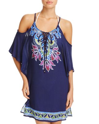 cold shoulder swim cover up