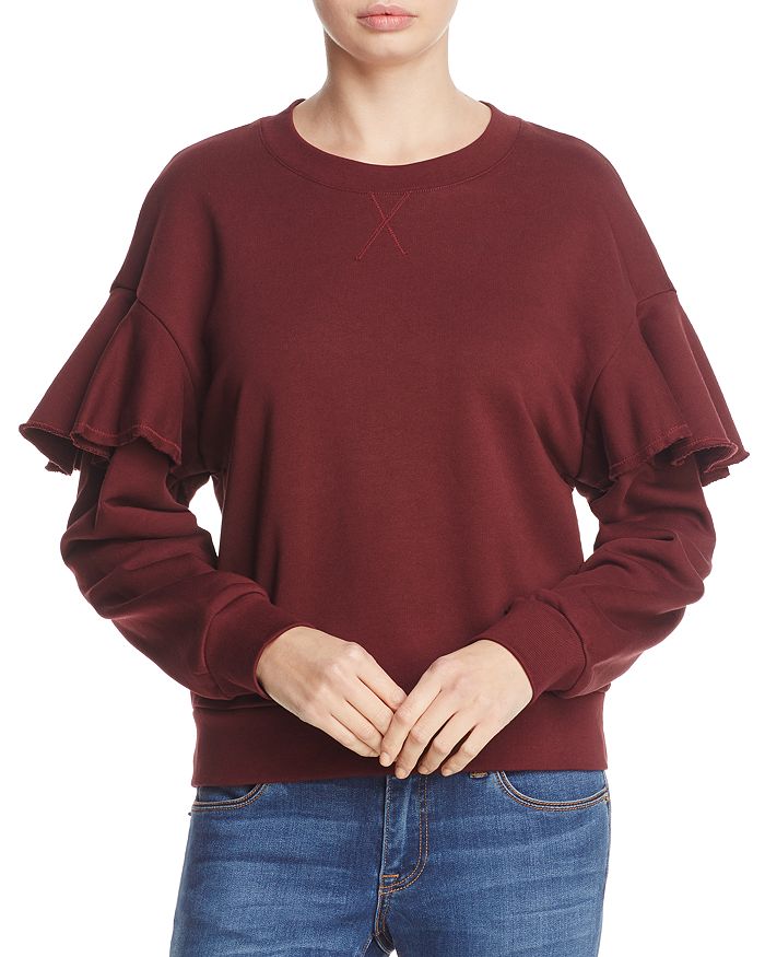 Ruffle discount shoulder sweatshirt