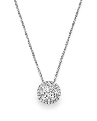 round diamond cluster necklace