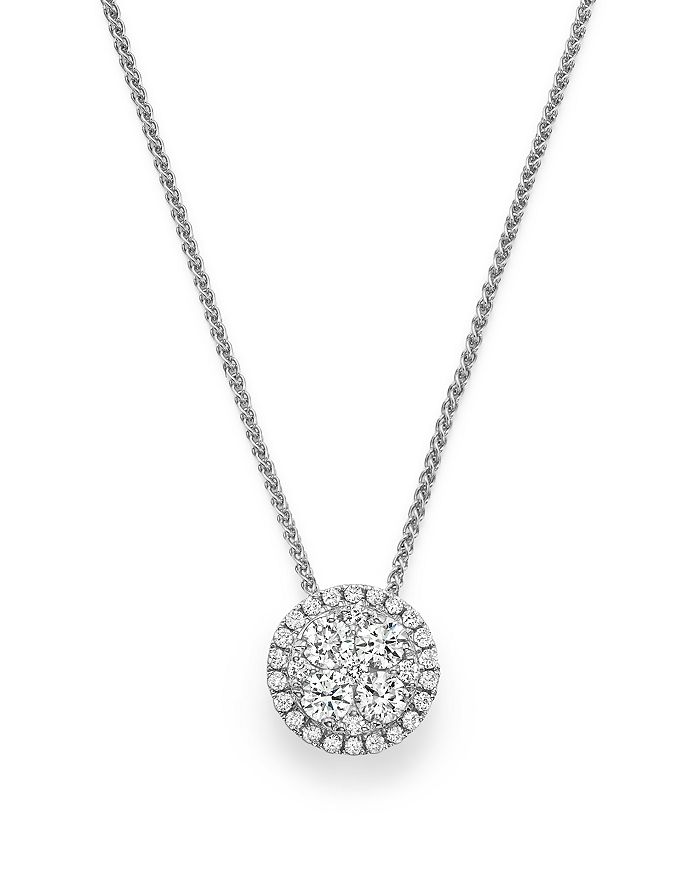 Bloomingdale's Diamond Cluster Round Pendant Necklace in 14K White Gold ...