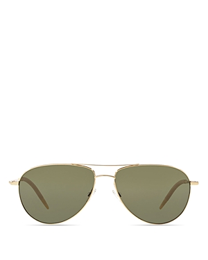 Oliver Peoples Women's Benedict Polarized Aviator Sunglasses, 59mm In Gold/green Polarized
