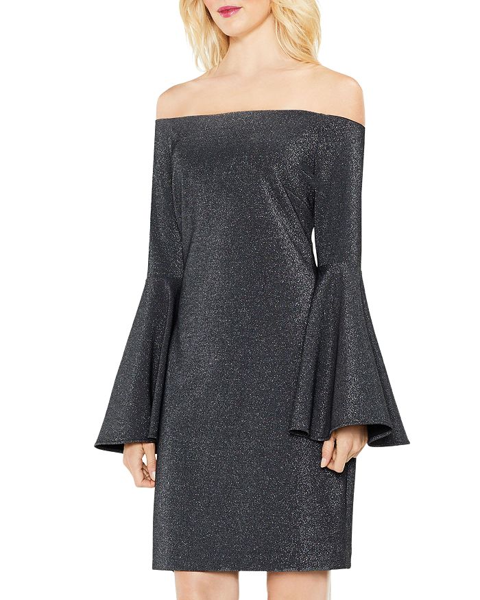 VINCE CAMUTO Metallic Off the Shoulder Dress Bloomingdale s