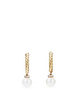 David Yurman - Solari Hoop Earrings with Cultured Akoya Pearl & Diamonds in 18K Gold