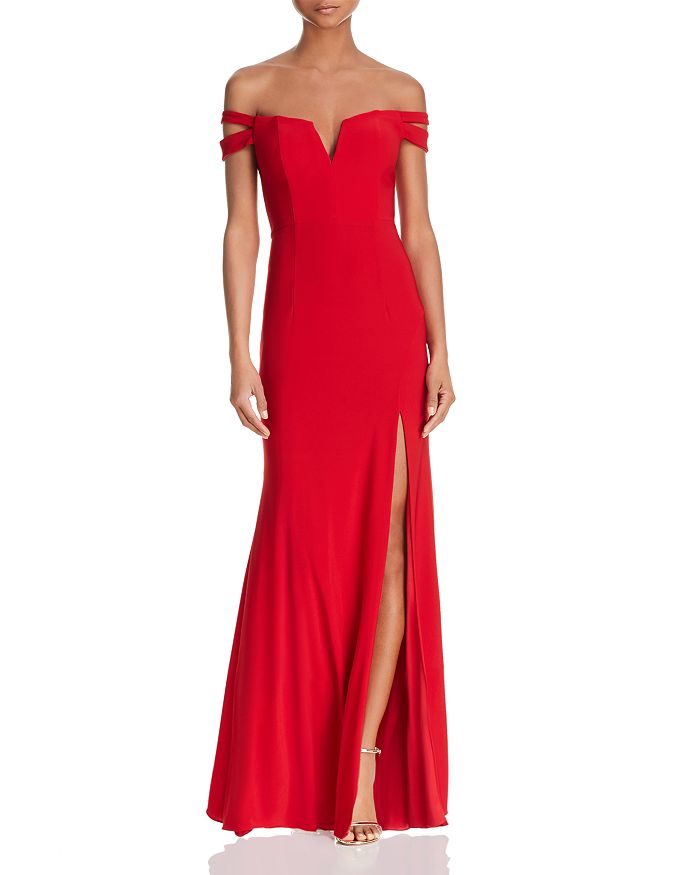 Shop Aqua Off-the-shoulder Gown - 100% Exclusive In Red