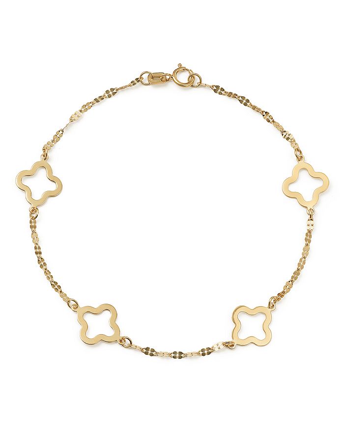 Bloomingdale's Made In Italy Quatrefoil Station Bracelet In 14k Yellow Gold - 100% Exclusive