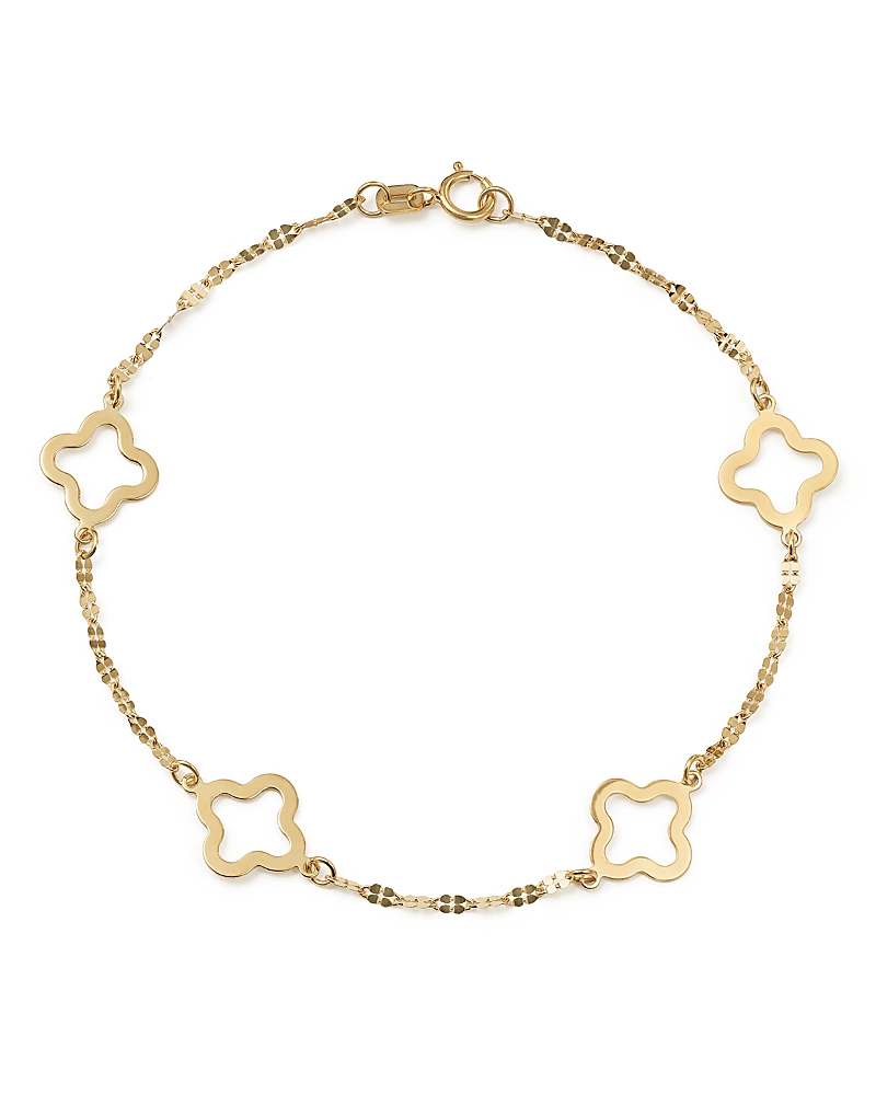 Bloomingdale's Fine Collection Quatrefoil Station Bracelet in 14K Yellow Gold