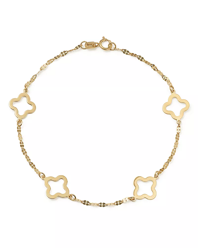 Bloomingdale's Fine Collection Quatrefoil Station Bracelet in 14K Yellow Gold