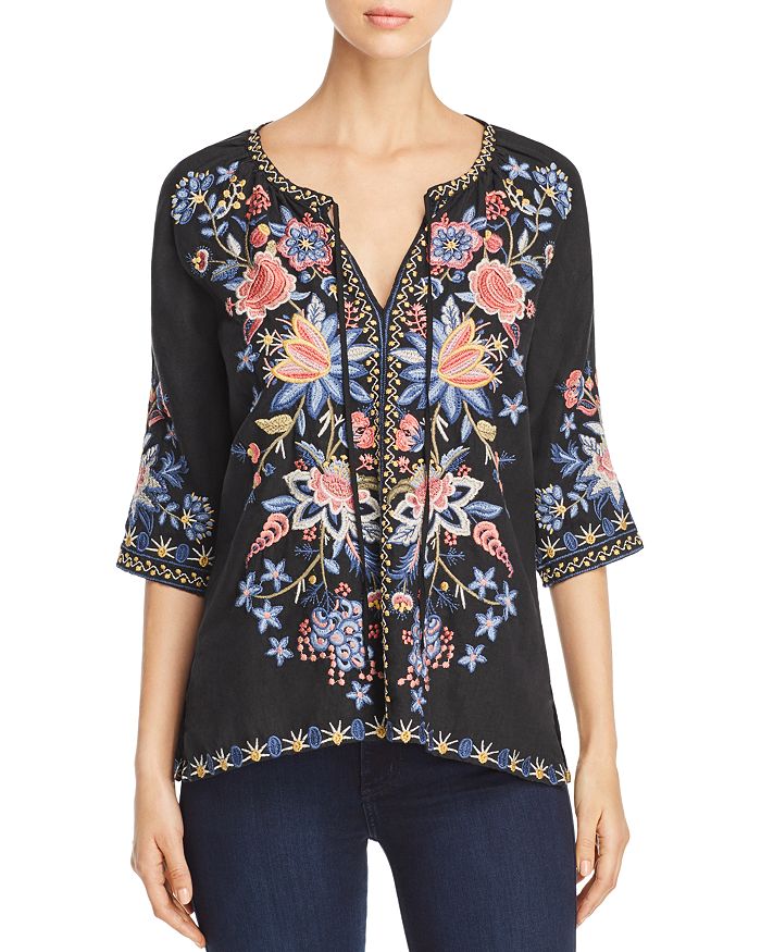 Johnny Was Collection Tiwa Embroidered Peasant Blouse | Bloomingdale's