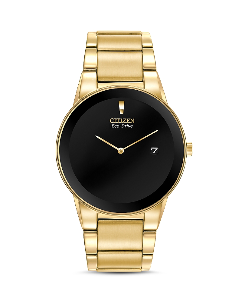 Citizen Axiom Mens Gold Tone Stainless Steel Bracelet Watch Au1062-56e In Black/gold