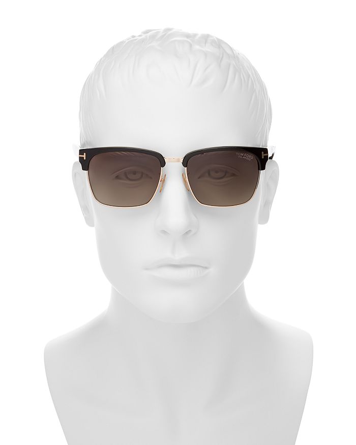 grænse I nåde af børste Tom Ford River 57mm Square Sunglasses In Shiny Black/polarized Gray  Gradient | ModeSens