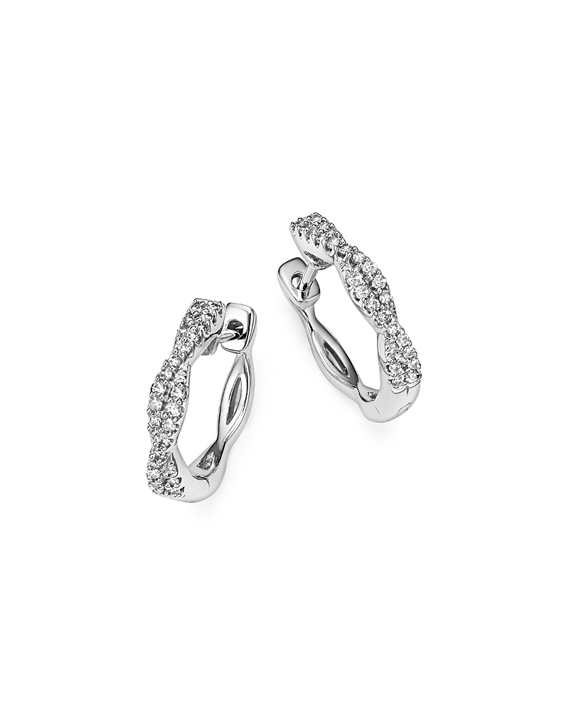 Bloomingdale's Diamond Twisted Hoop Earrings In 14k White Gold, 0.20 Ct. T. W. - Exclusive In White