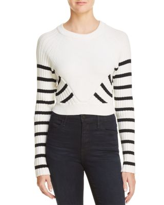 Tシャツ・カットソー *Alexander Wang* Cropped Crew Neck Sweater alexanderwang.t Striped Crop Sweater | Bloomingdale's