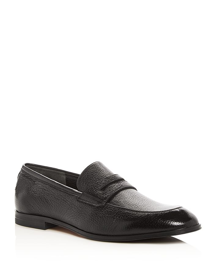 Bally Grained Leather Penny Loafers In Black