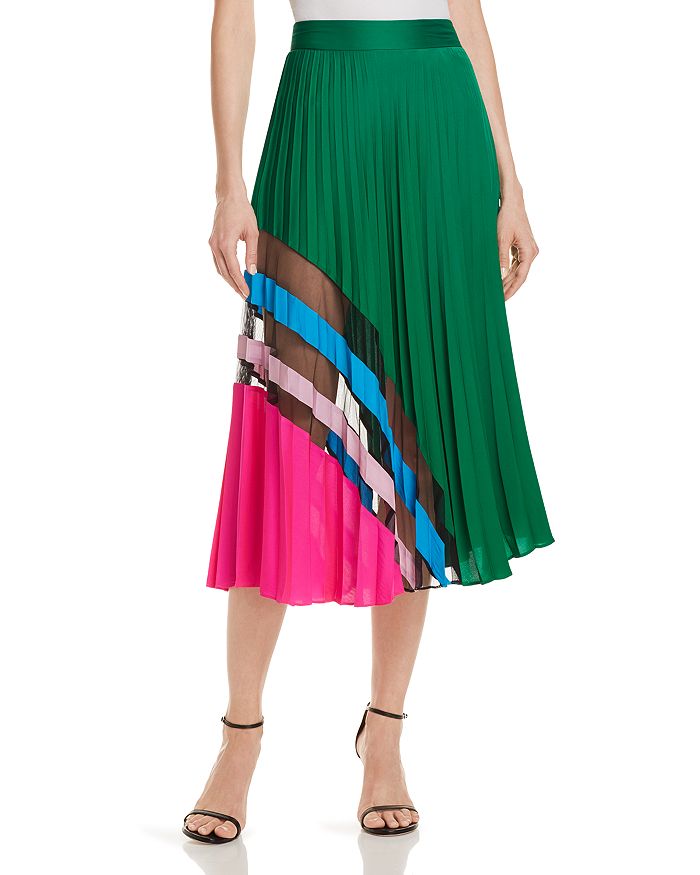 MILLY Pleated Silk Skirt | Bloomingdale's