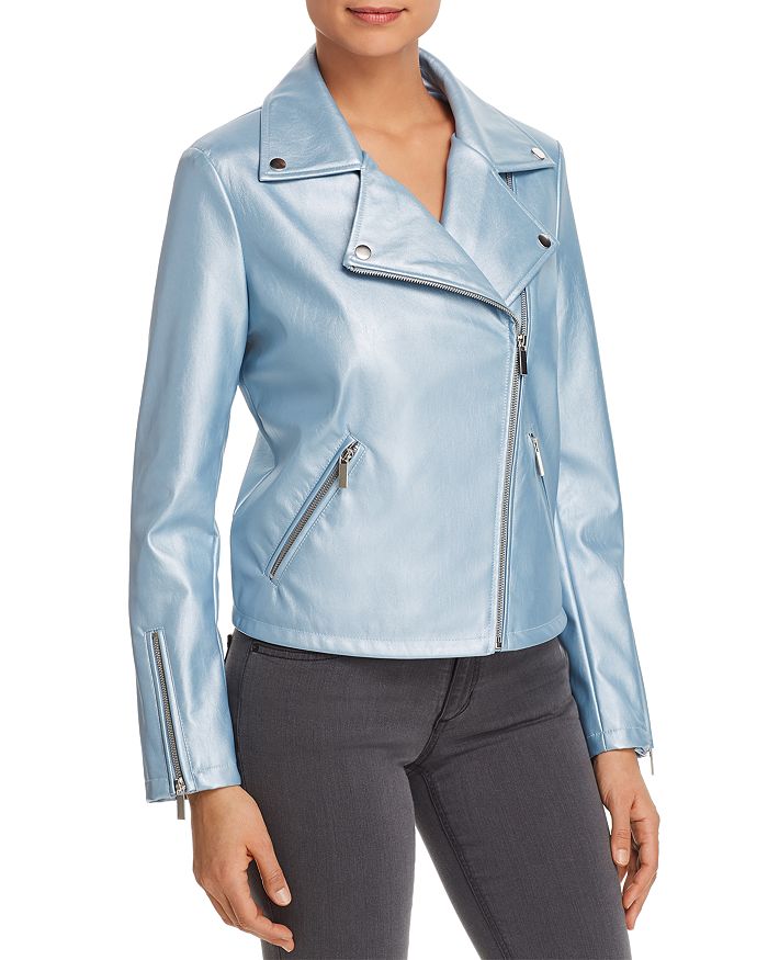 Bagatelle Metallic Faux Leather Moto Jacket Bloomingdale s