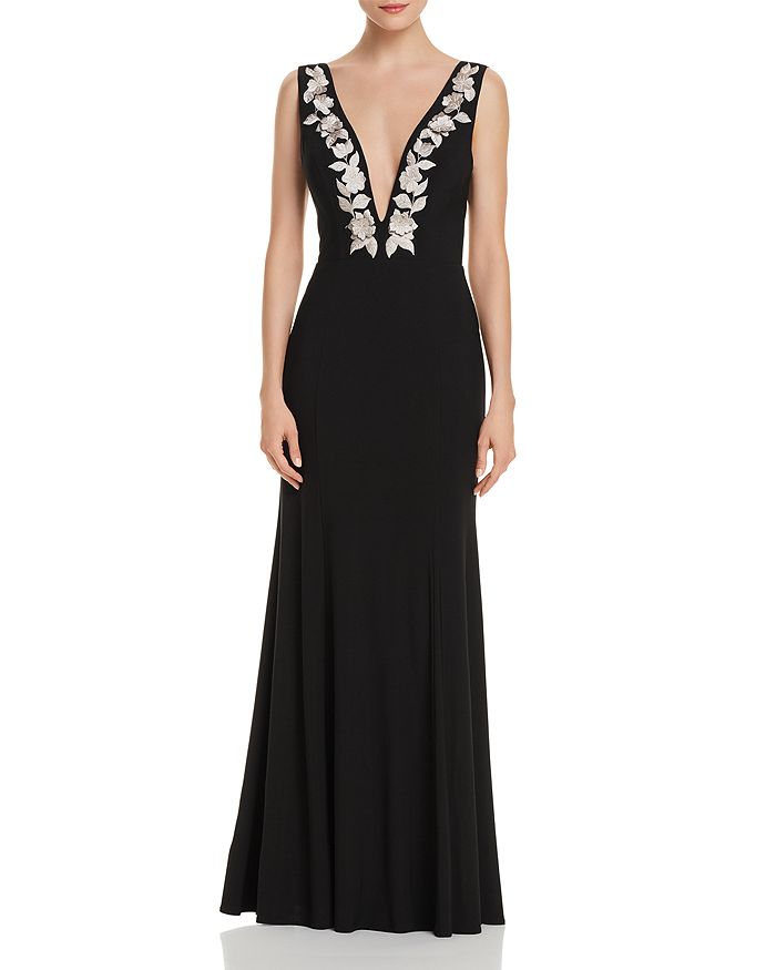 AQUA Plunging Appliqu Gown 100 Exclusive Bloomingdale s
