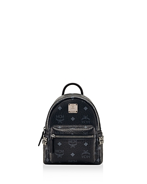 Mcm 'x-mini Stark Side Stud' Convertible Backpack - Black In Black