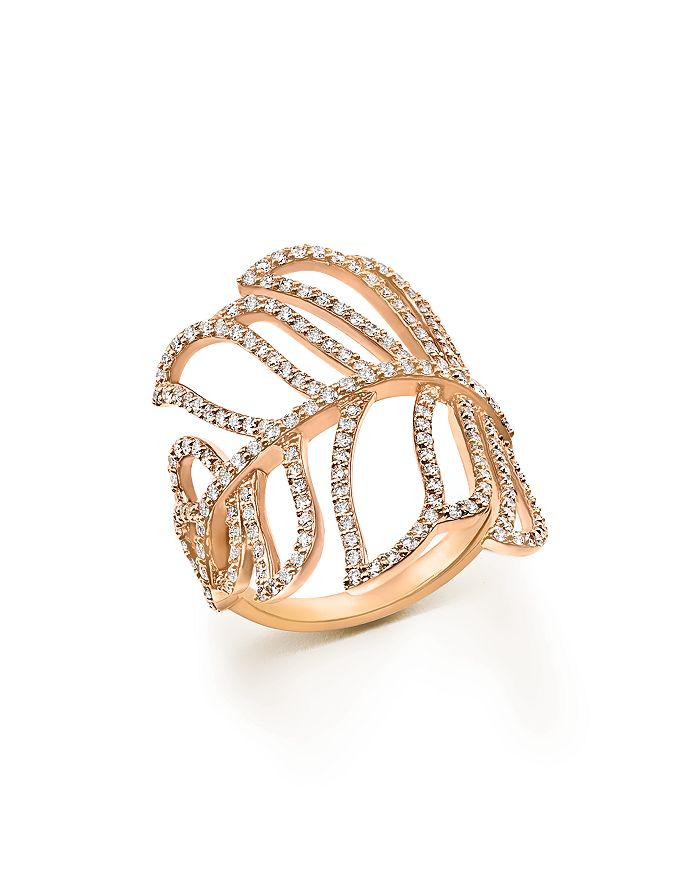 Bloomingdale's Diamond Leaf Statement Ring In 14k Rose Gold, 1.20 Ct. T.w. - 100% Exclusive In White/rose Gold