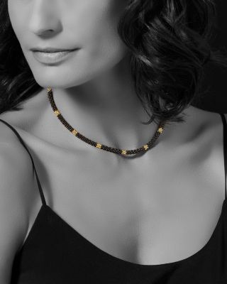 Gold & Black Caviar Collection 18K Gold & Ceramic Rope Necklace, 18"