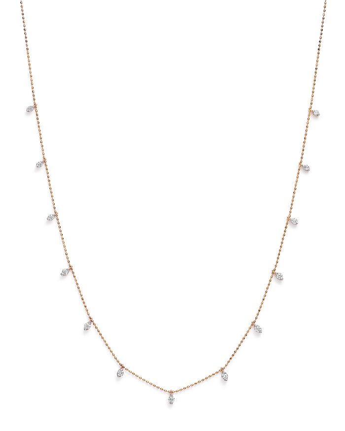 Bloomingdale's Diamond Station Droplet Necklace In 14k Rose Gold, 0.50 Ct. T.w. - 100% Exclusive In White/rose