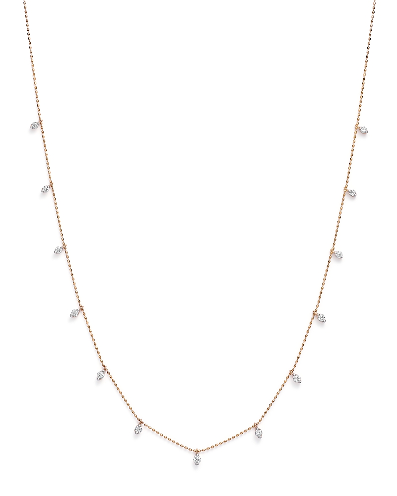 Bloomingdale's Diamond Station Droplet Necklace In 14k Rose Gold, 0.50 Ct. T. W. - Exclusive In White/rose