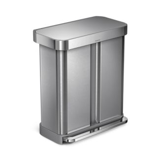 simplehuman 58 Liter Recycling Kitchen Trash Can with Liner Pocket