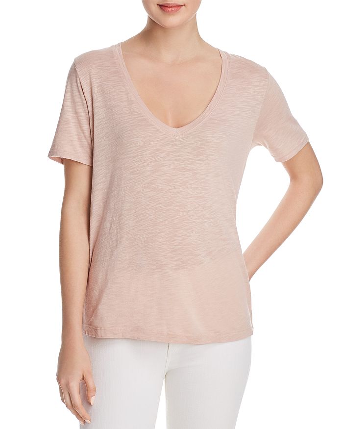 Splendid V-neck Slub Jersey Tee In Pink Beige