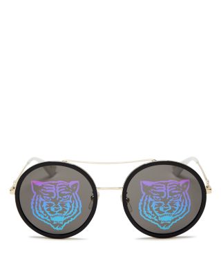 Tiger Round Mirrored Sunglasses, 56mm 