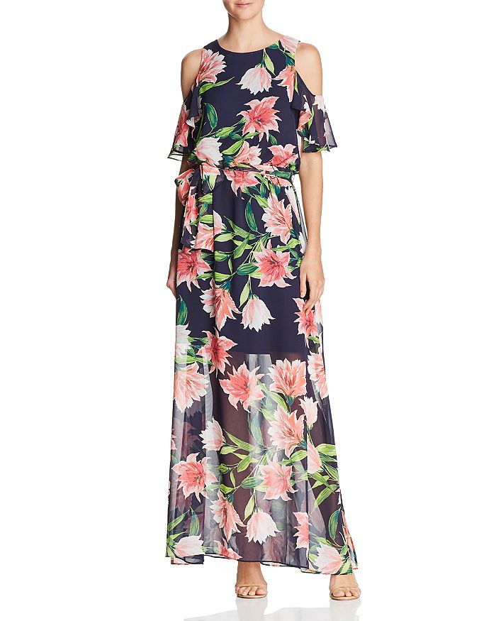 Eliza J Floral Cold-Shoulder Gown | Bloomingdale's