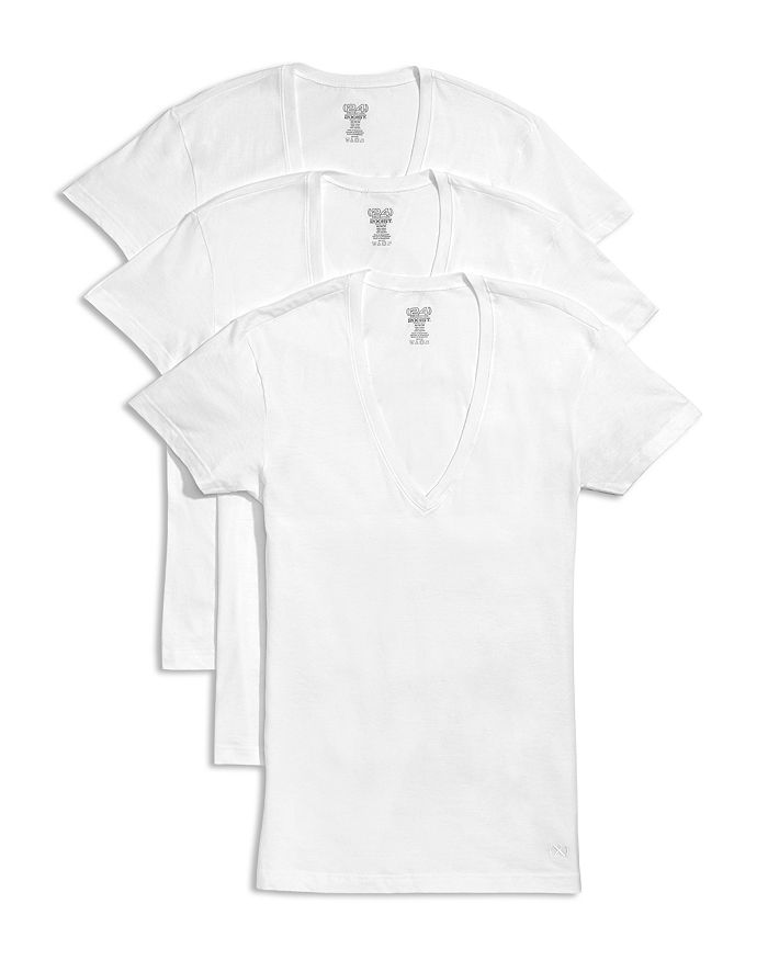 Shop 2(x)ist Slim Fit Deep V-neck Tee, Pack Of 3 In White