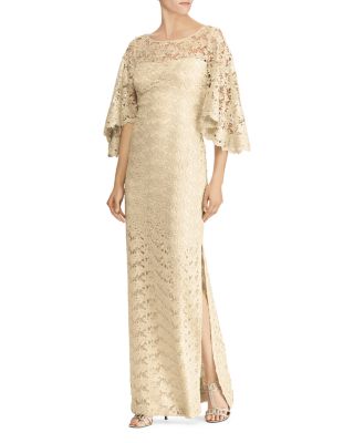 ralph lauren flutter sleeve gown