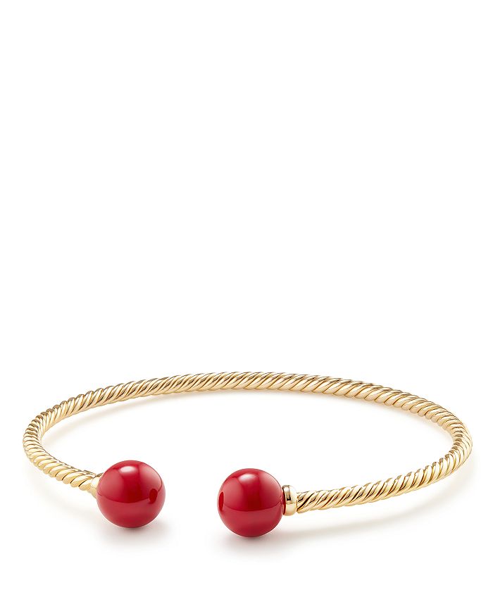 David Yurman Solari Bead Bracelet with Red Enamel in 18K Gold