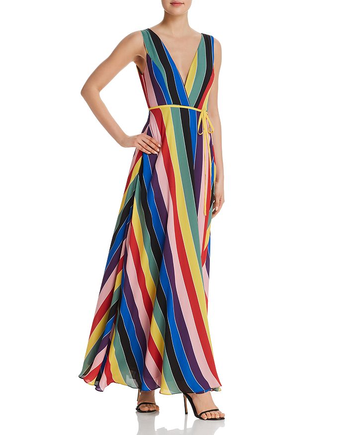 AQUA Rainbow Striped Maxi Wrap Dress - 100% Exclusive