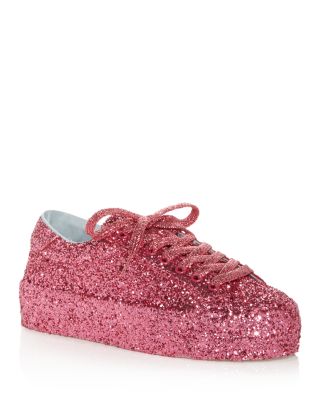 pink glitter platform sneakers