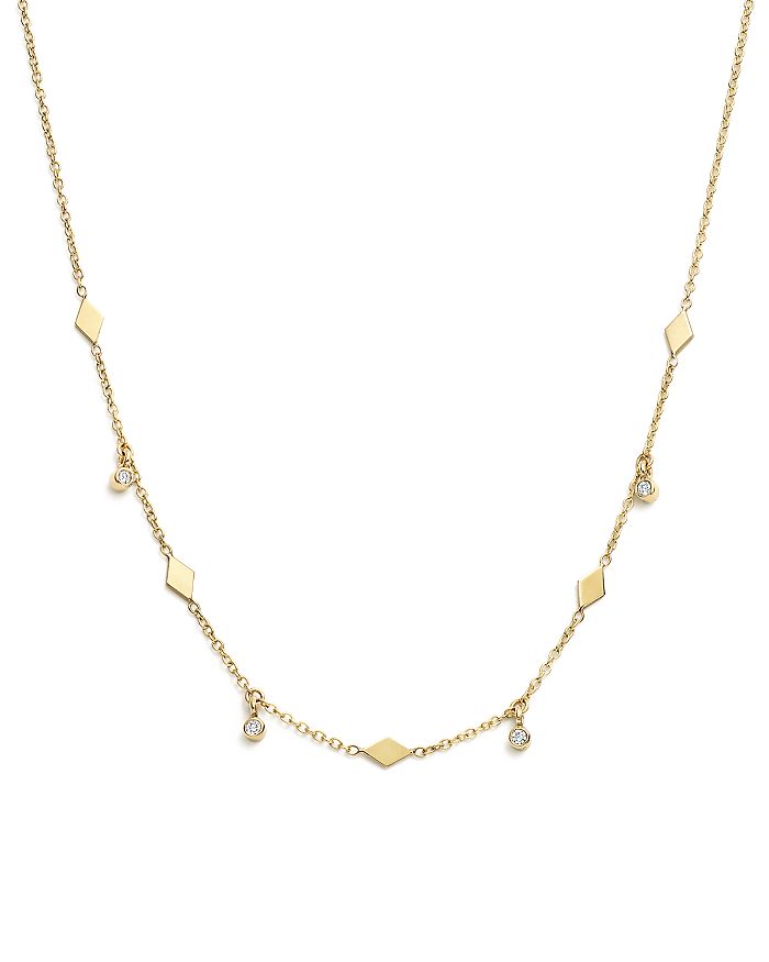 Zoë Chicco 14k Yellow Gold Itty Bitty Dangling Diamond Choker Charm Necklace, 14