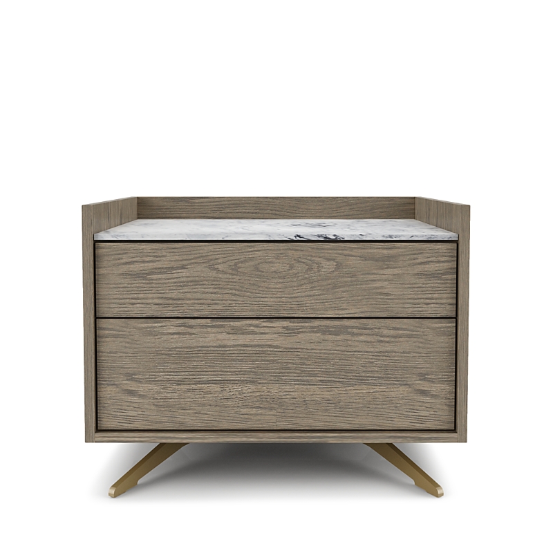 Huppe Memento 2-drawer Large Nightstand In Raw Oak/ White Cherokee Mable