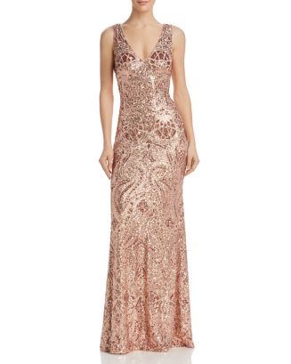 AQUA Sequined Open-Back Gown - 100% Exclusive | Bloomingdale's