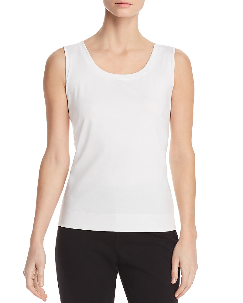 Lafayette 148 Stretch Cotton Scoop Neck Tank In White