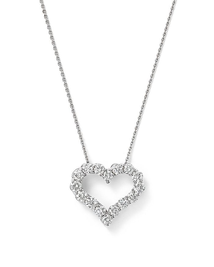 Shop Bloomingdale's Diamond Heart Pendant Necklace In 14k White Gold, 0.50 Ct. T.w. - 100% Exclusive