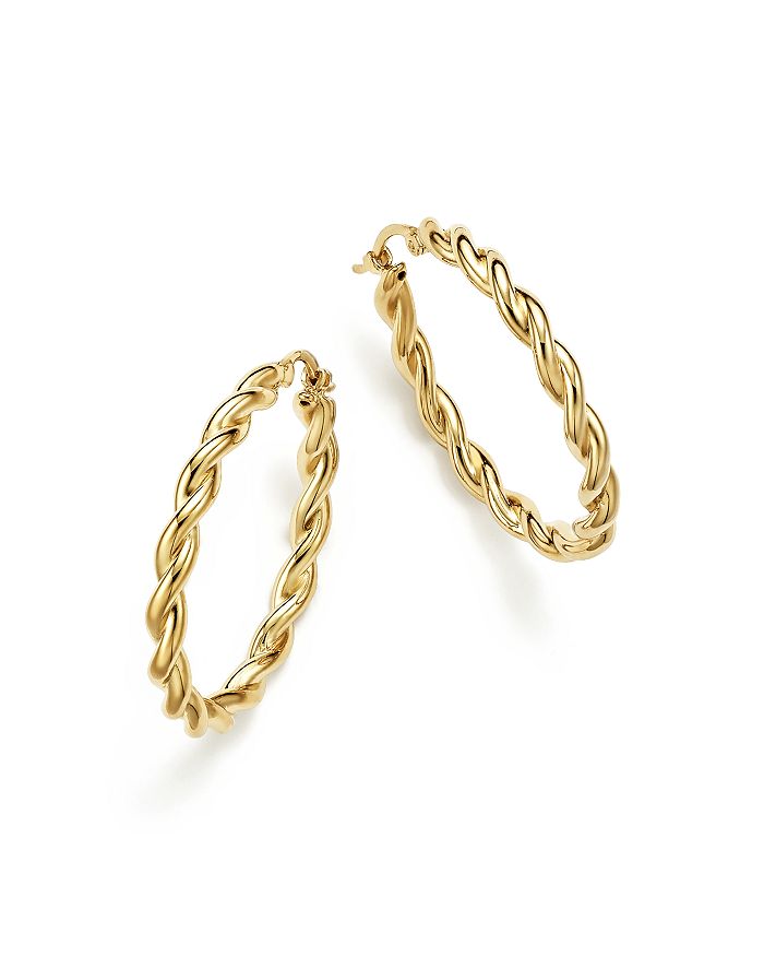 Bloomingdale's - Round Twisted Hoop Earrings in 14K Yellow Gold - 100% Exclusive