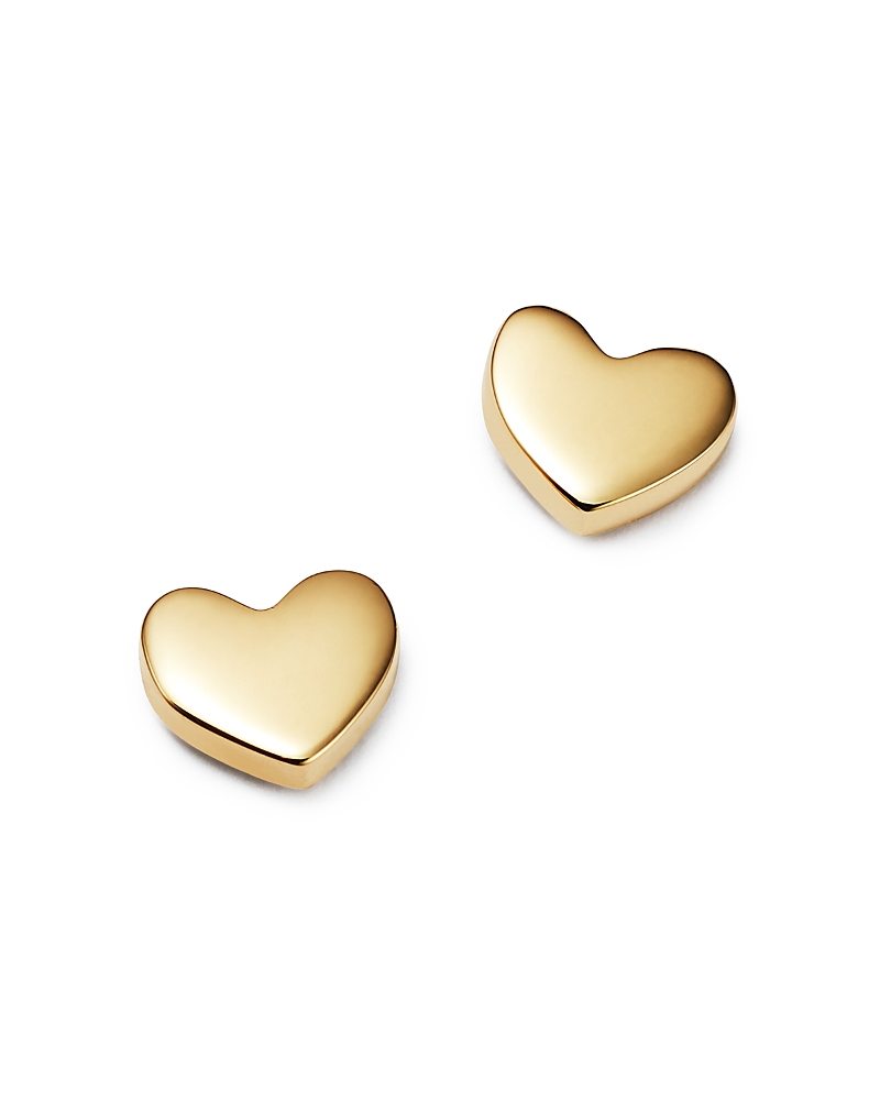 Moon & Meadow Heart Stud Earrings In 14k Yellow Gold - Exclusive In Gold