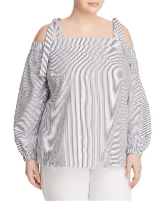 Michael Kors Women's Striped Off The Shoulder Top White Size XX-Large