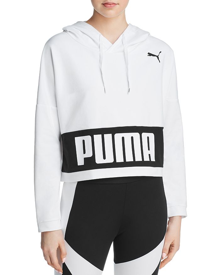 PUMA Logo Cropped Hooded Sweatshirt | Bloomingdale's